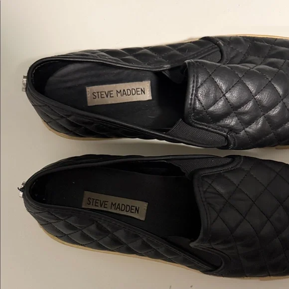 Steve Madden Black Quilted Loafers - Picture 2 of 3